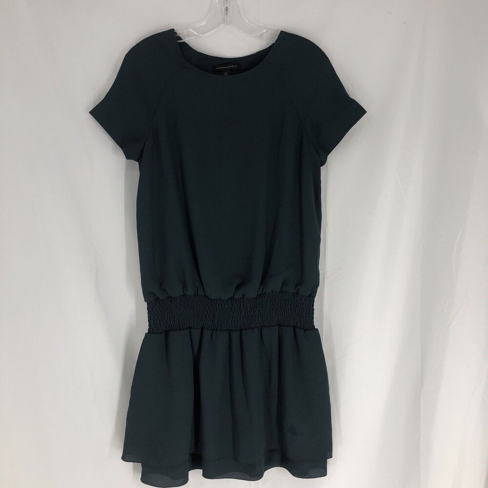 Banana Republic Green Smocked Waist Flutter Sleeve Dress/Tunic Size 2